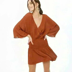 New With Tags Forever 21 Rust Autumn Tunic Dress Bohemian red orange Medium